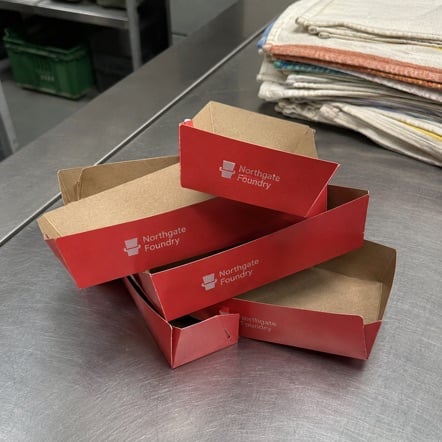 Custom paperboard food tray - customer photo